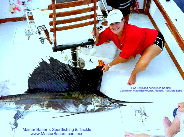 Sailfish in the bay with Lisa Frick on the trash line!